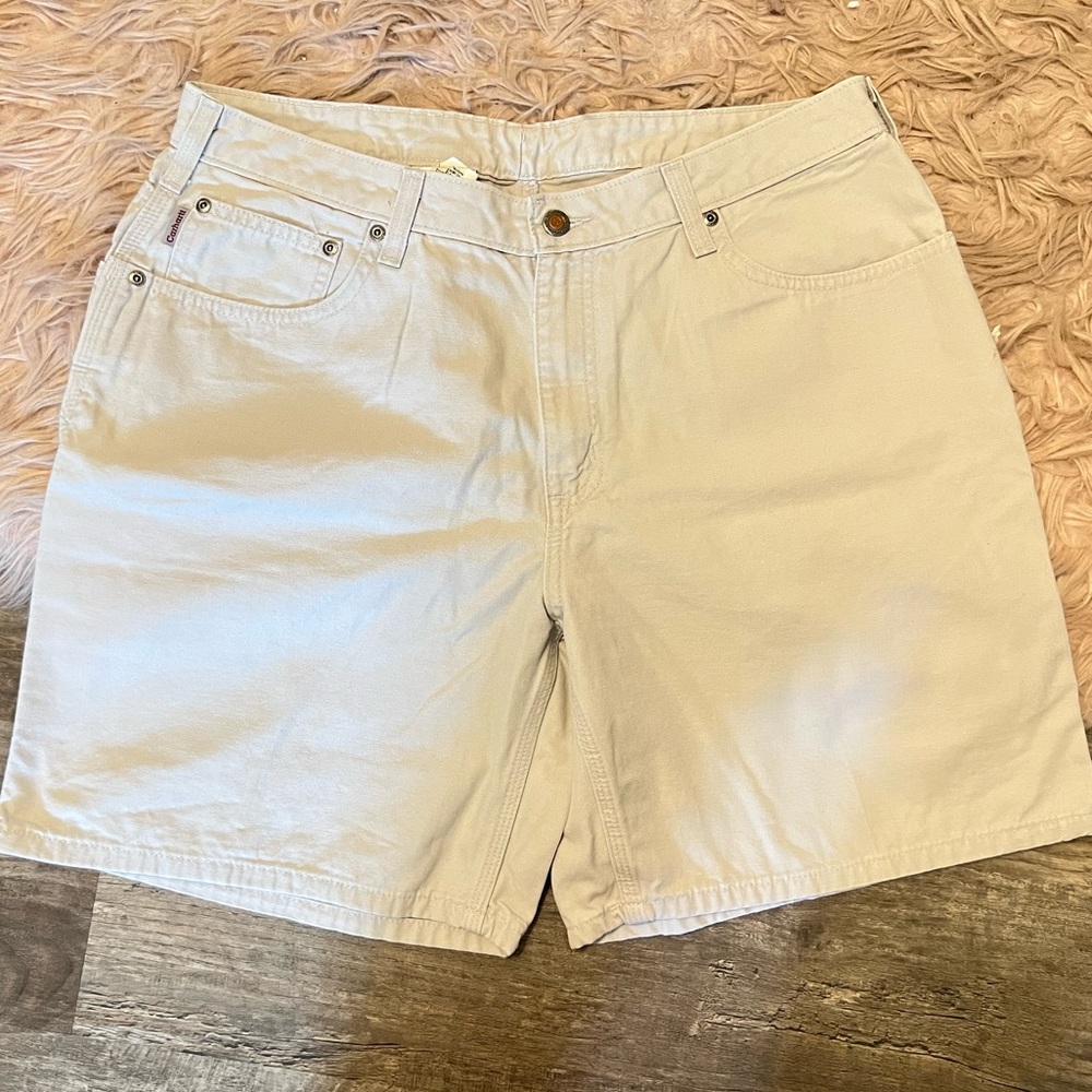 Women’s Light Khaki Carhartt Shorts with Belt Loops